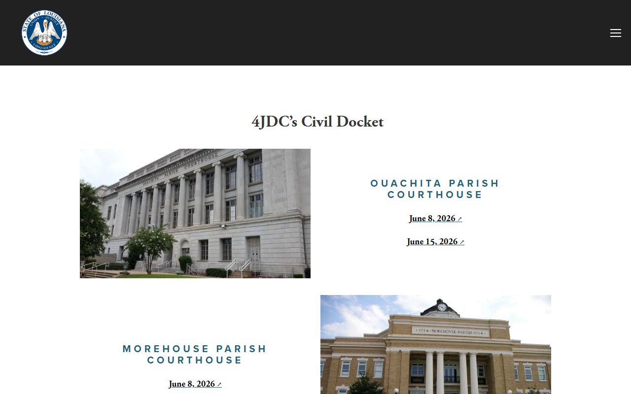 Morehouse Parish court records after arrest docket page