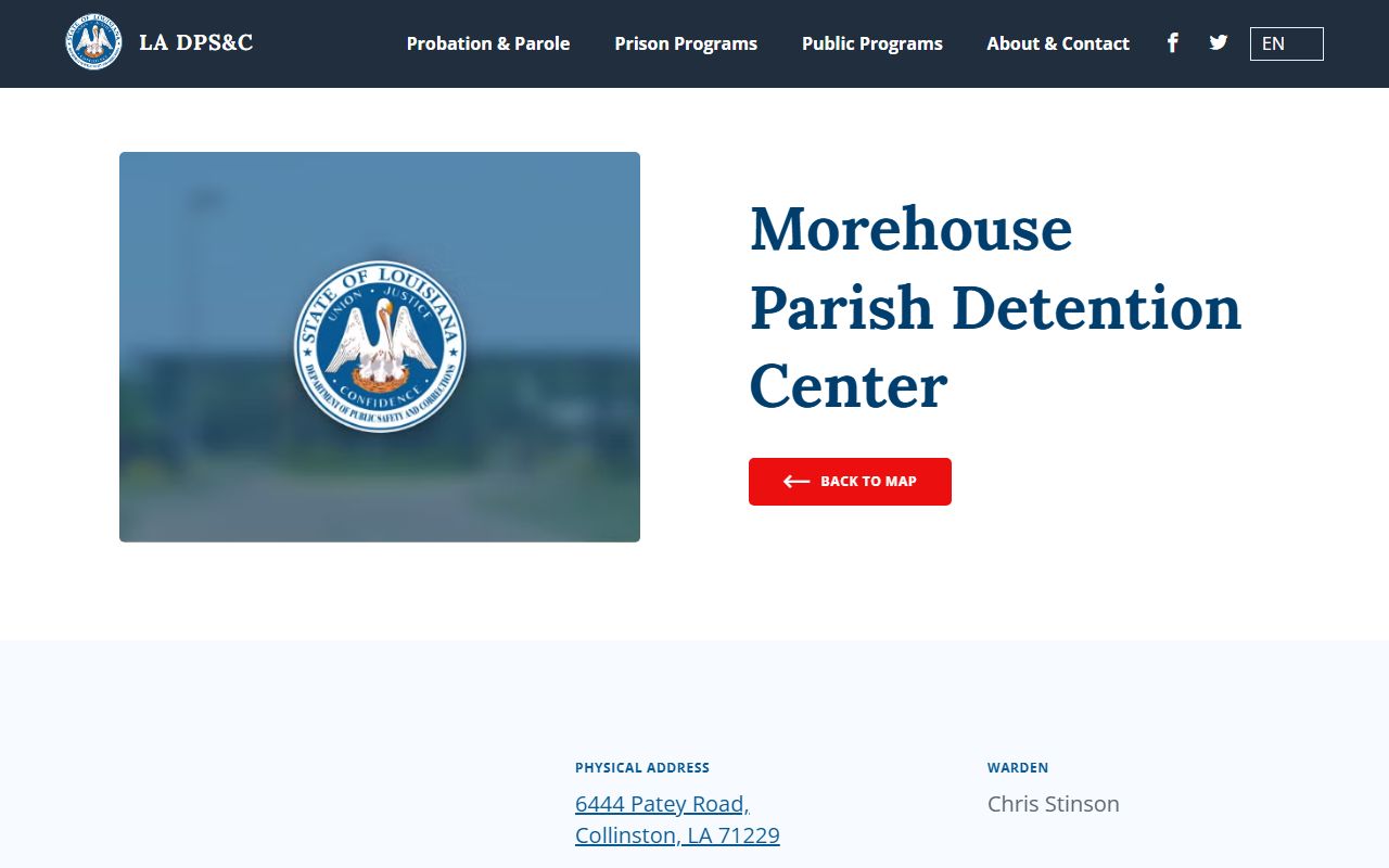Morehouse Parish Detention Center DPS&C inmate custody profile